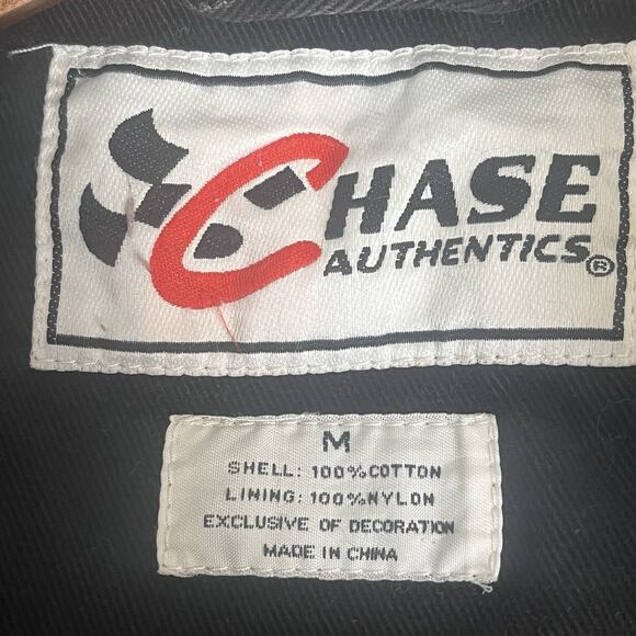 Vintage NASCAR Chase Authentic Dale Earnhardt Black Denim Jacket Mens Medium - Picture 12 of 16